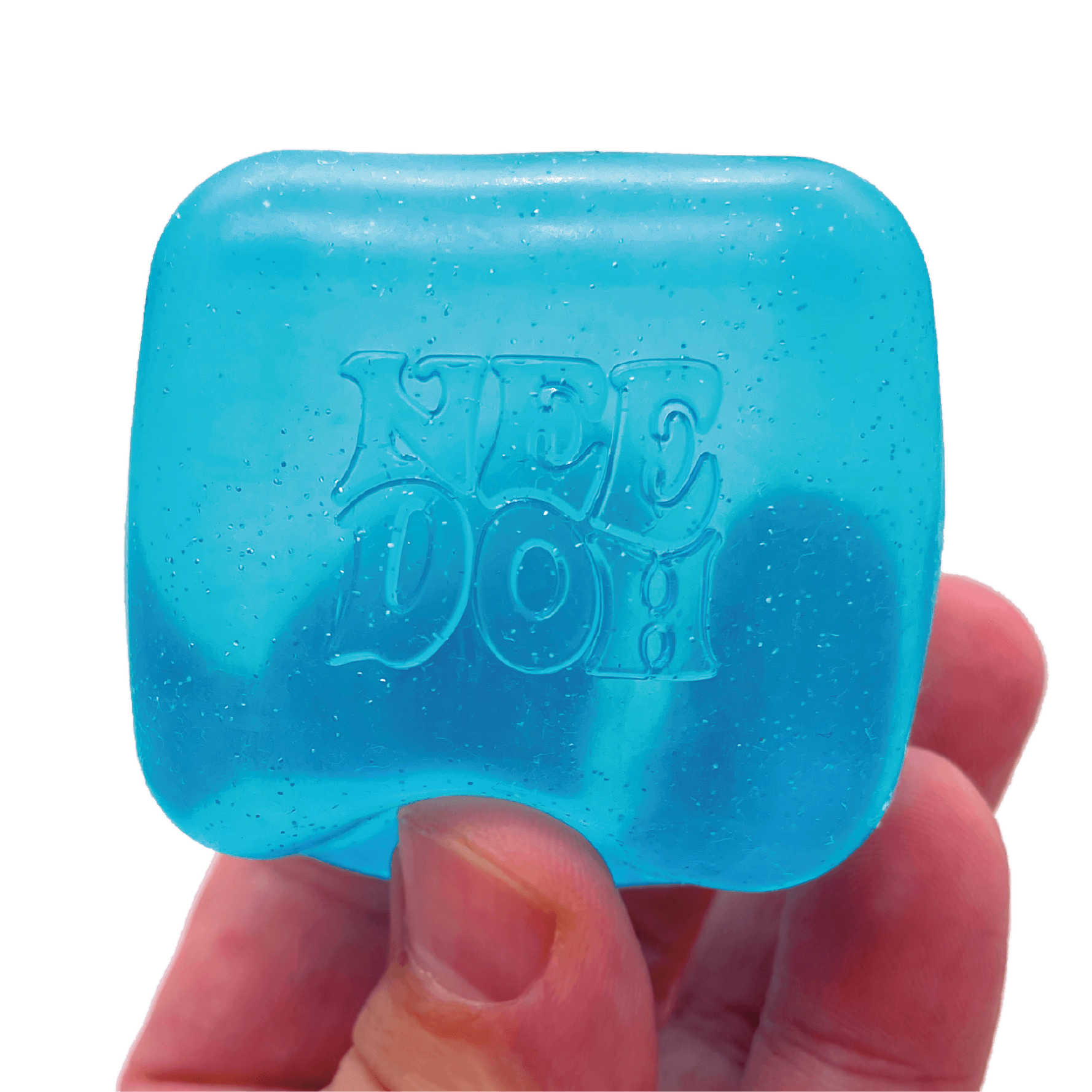 A hand holding a NeeDoh® Nice Cube